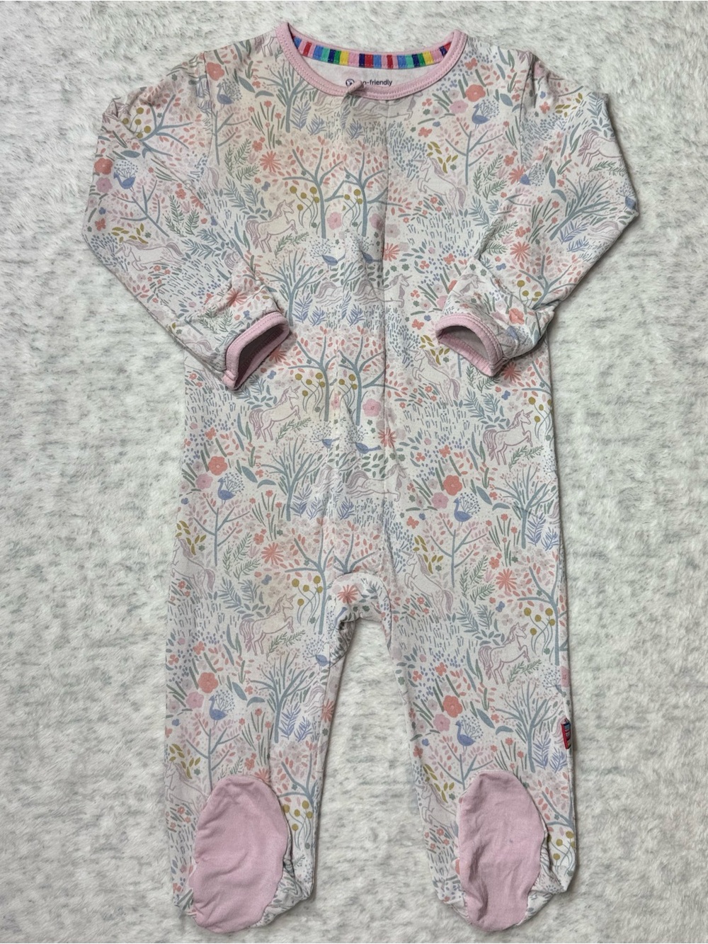 Magnetic Me Floral Woodland Footie Sleeper 3-6M Baby Girl Modal Pink Forest